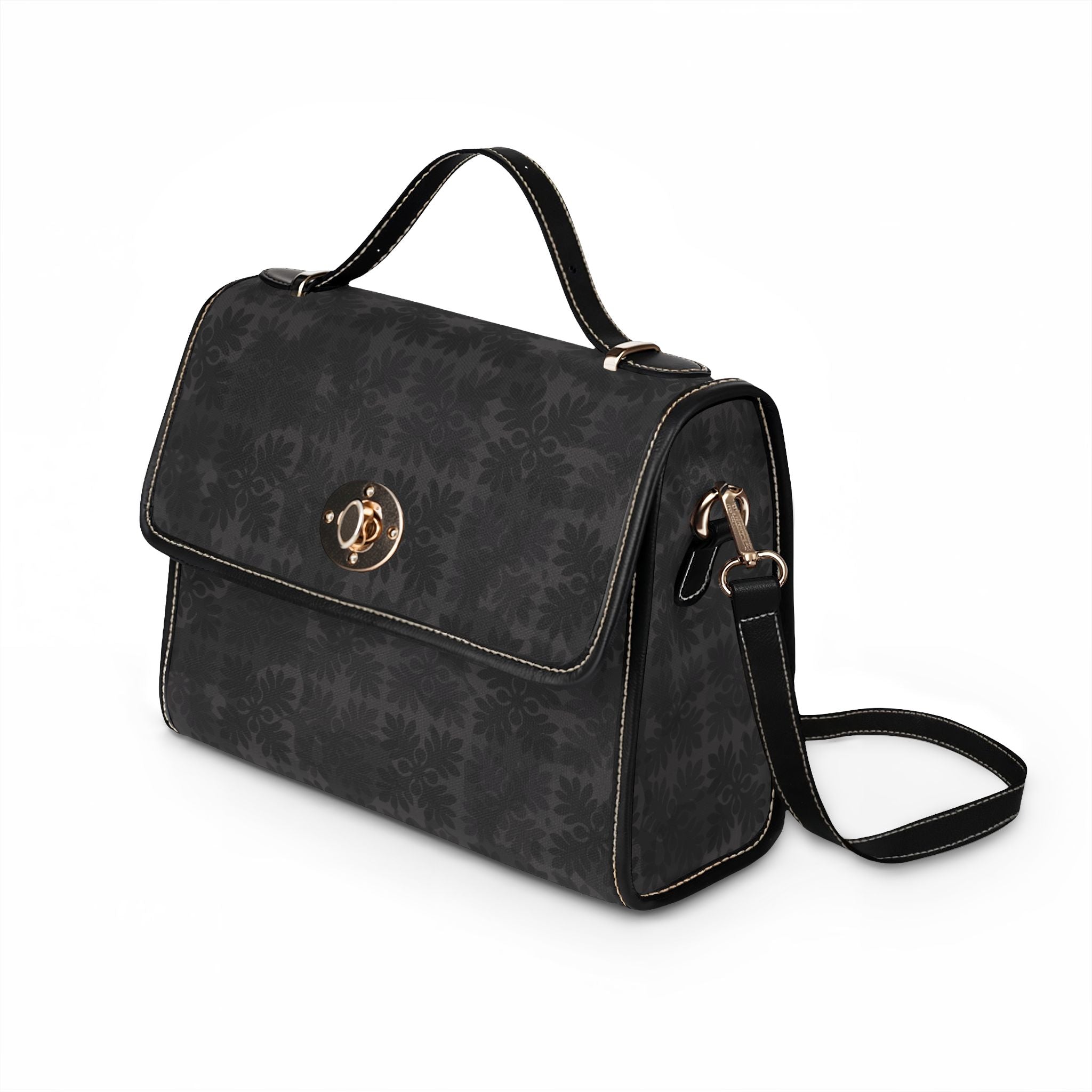 Black ʻUlu Quilt Camo Waterproof Canvas Handbag – Crossbody Satchel