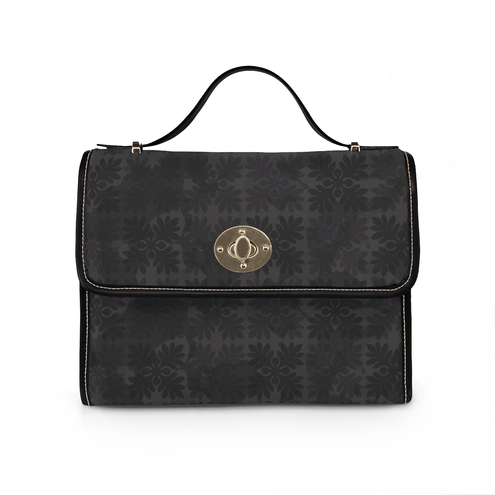 Black ʻUlu Quilt Camo Waterproof Canvas Handbag – Crossbody Satchel