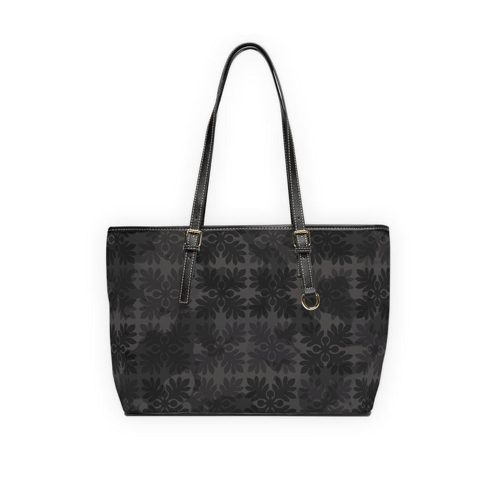 Black ʻUlu Quilt Camo PU Leather Shoulder Bag