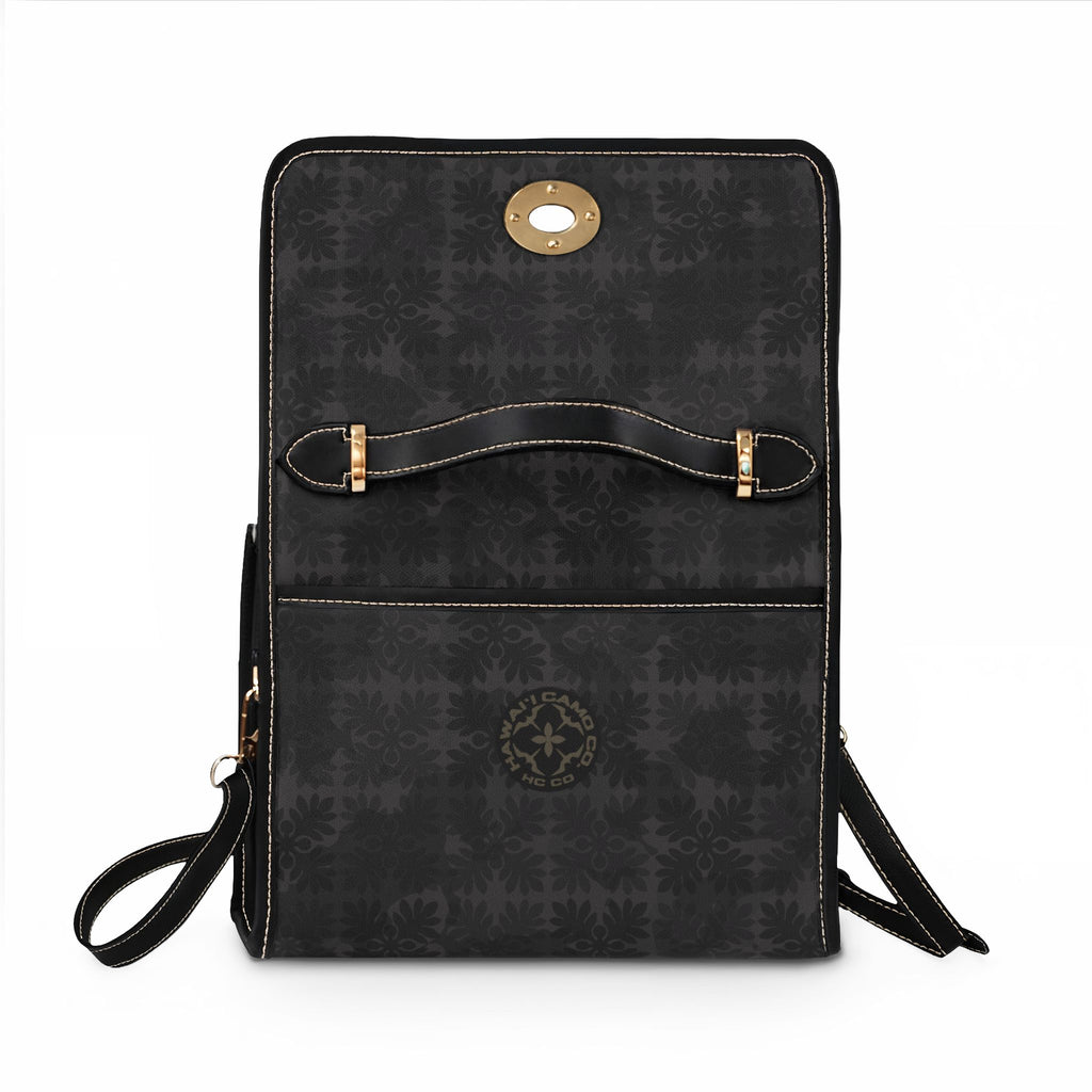 Black ʻUlu Quilt Camo Waterproof Canvas Handbag – Crossbody Satchel