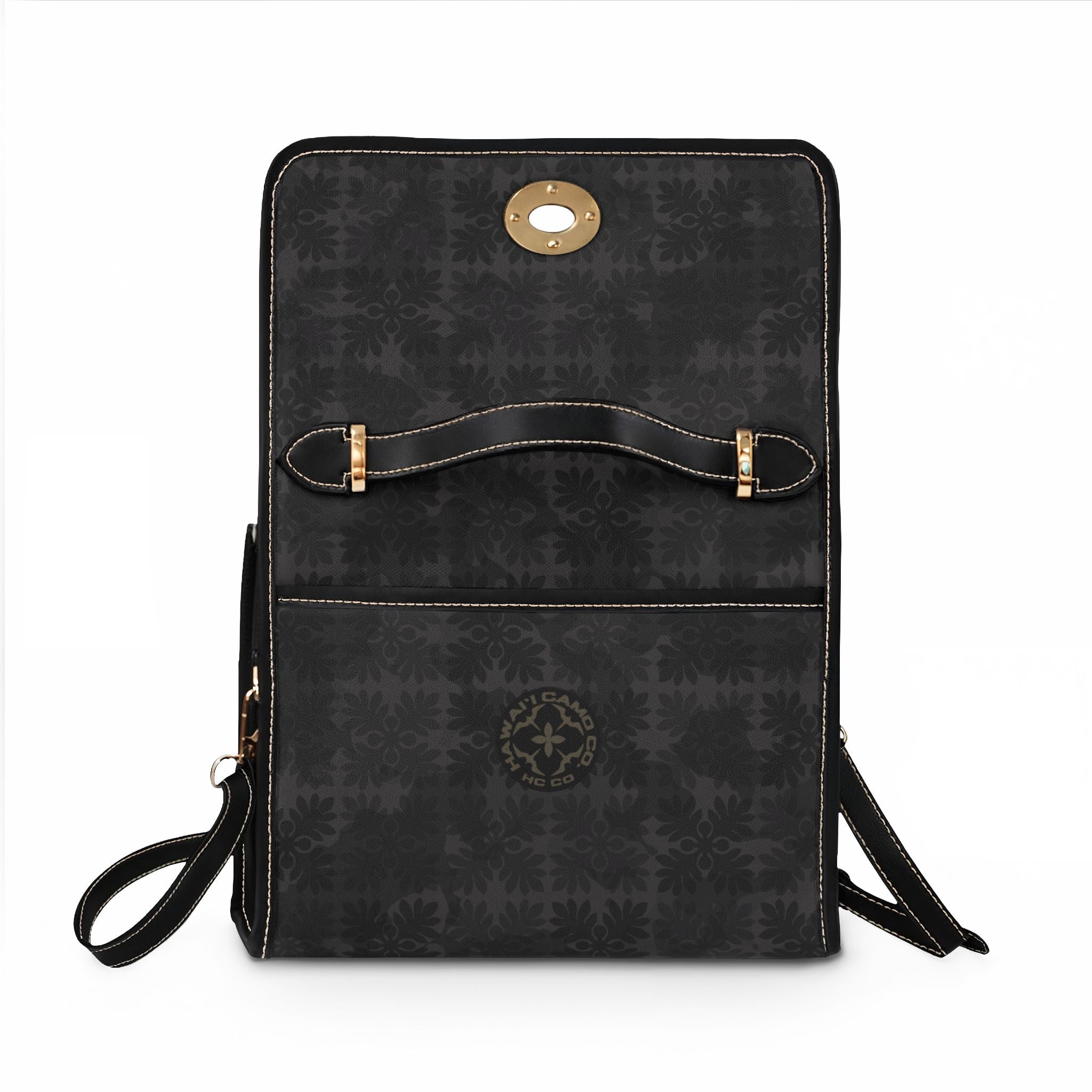 Black ʻUlu Quilt Camo Waterproof Canvas Handbag – Crossbody Satchel
