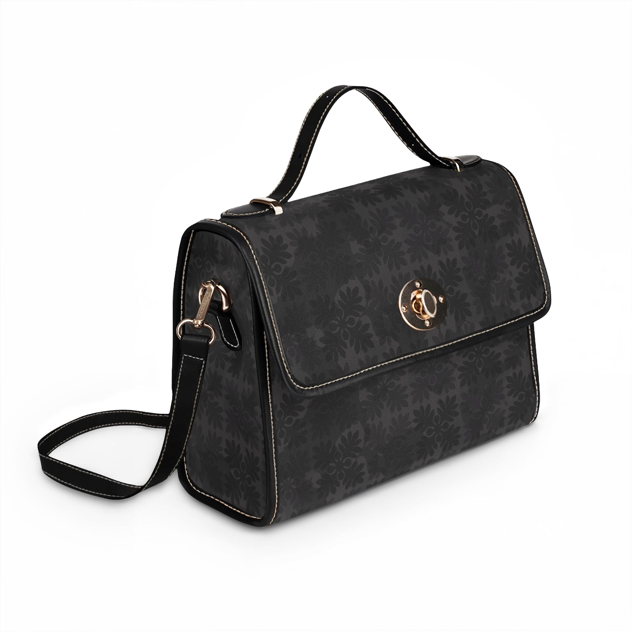 Black ʻUlu Quilt Camo Waterproof Canvas Handbag – Crossbody Satchel