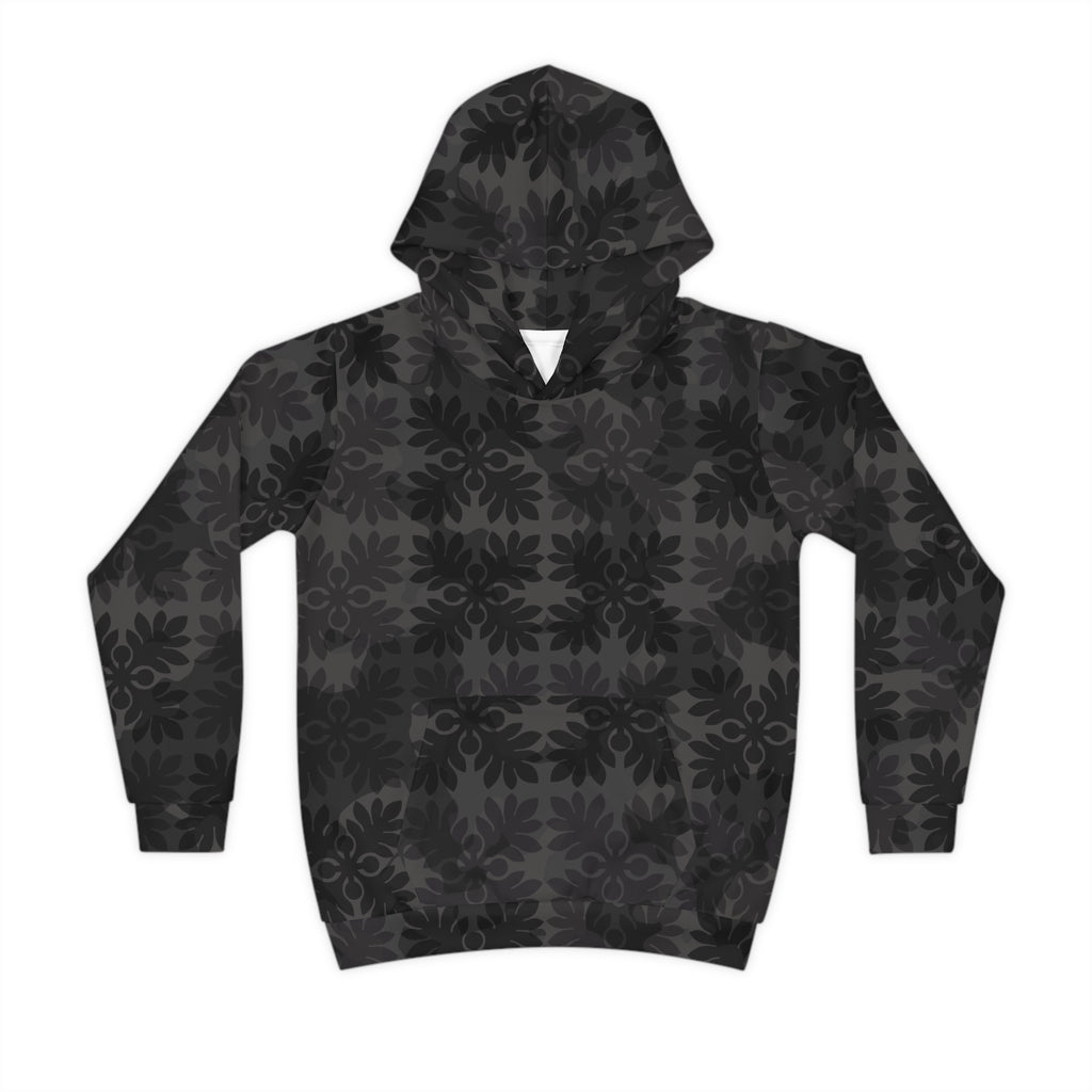 Keiki ‘Ulu Quilt Camo Hoodie (Black)