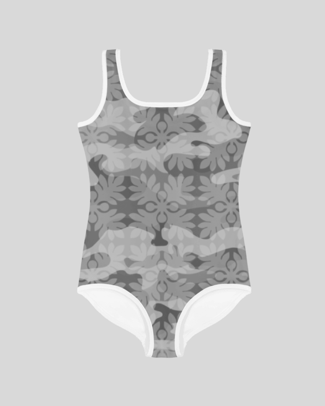 ʻUlu Camo Girls One-Piece Swimsuit (Grey)