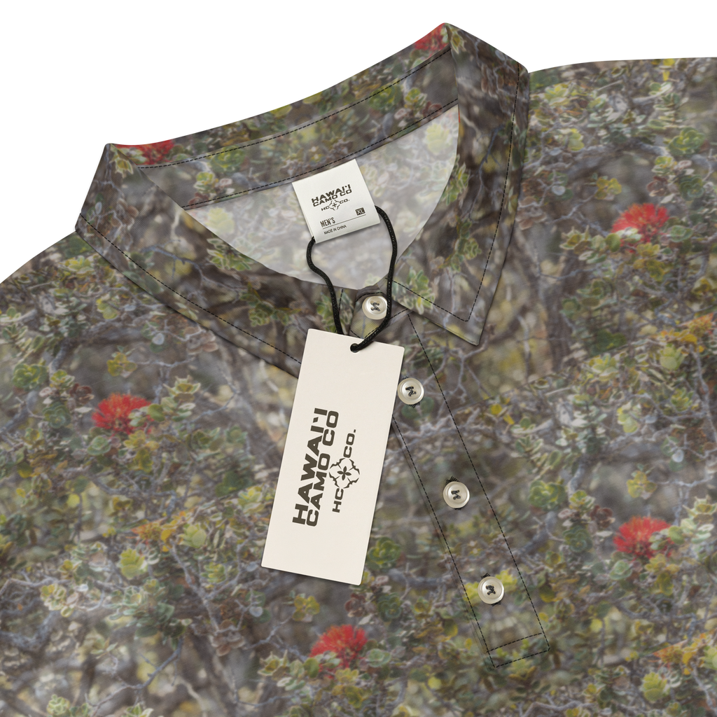 ʻŌhiʻa Forest Camo Men’s slim fit polo