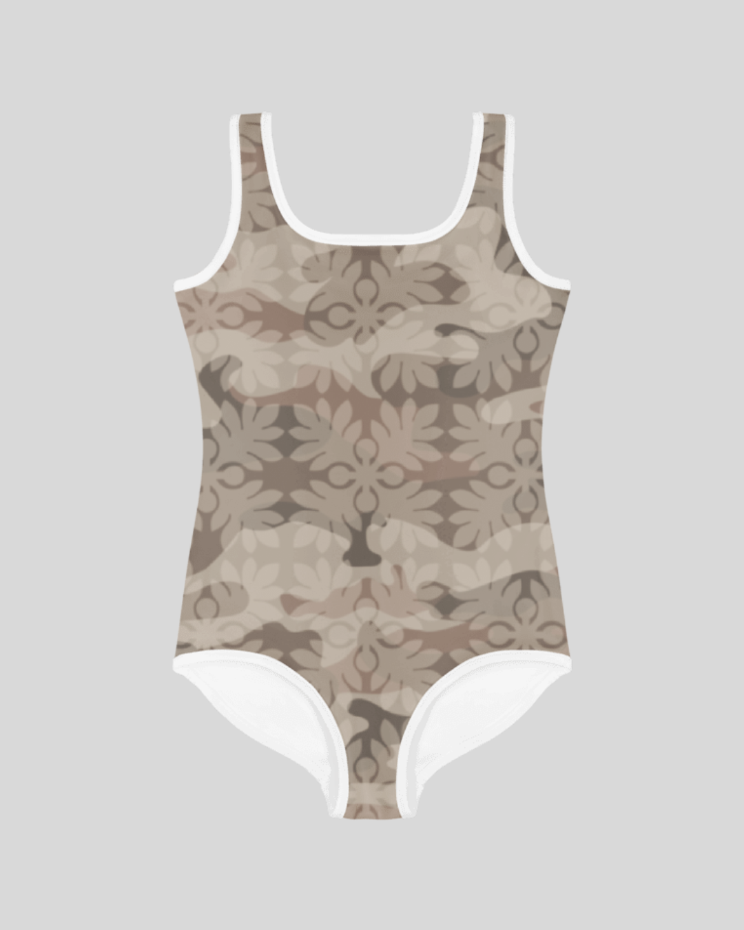 ʻUlu Camo Girls One-Piece Swimsuit (Tan)
