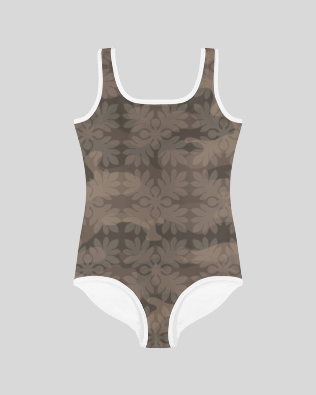 ʻUlu Camo Girls One-Piece Swimsuit (BRN)